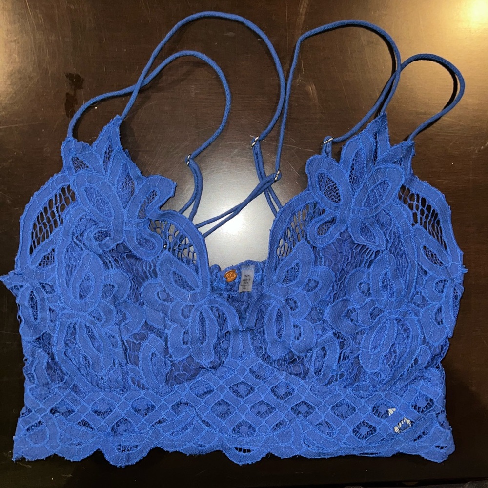 Women’s Size Medium Blue Lace Free People Crop Top